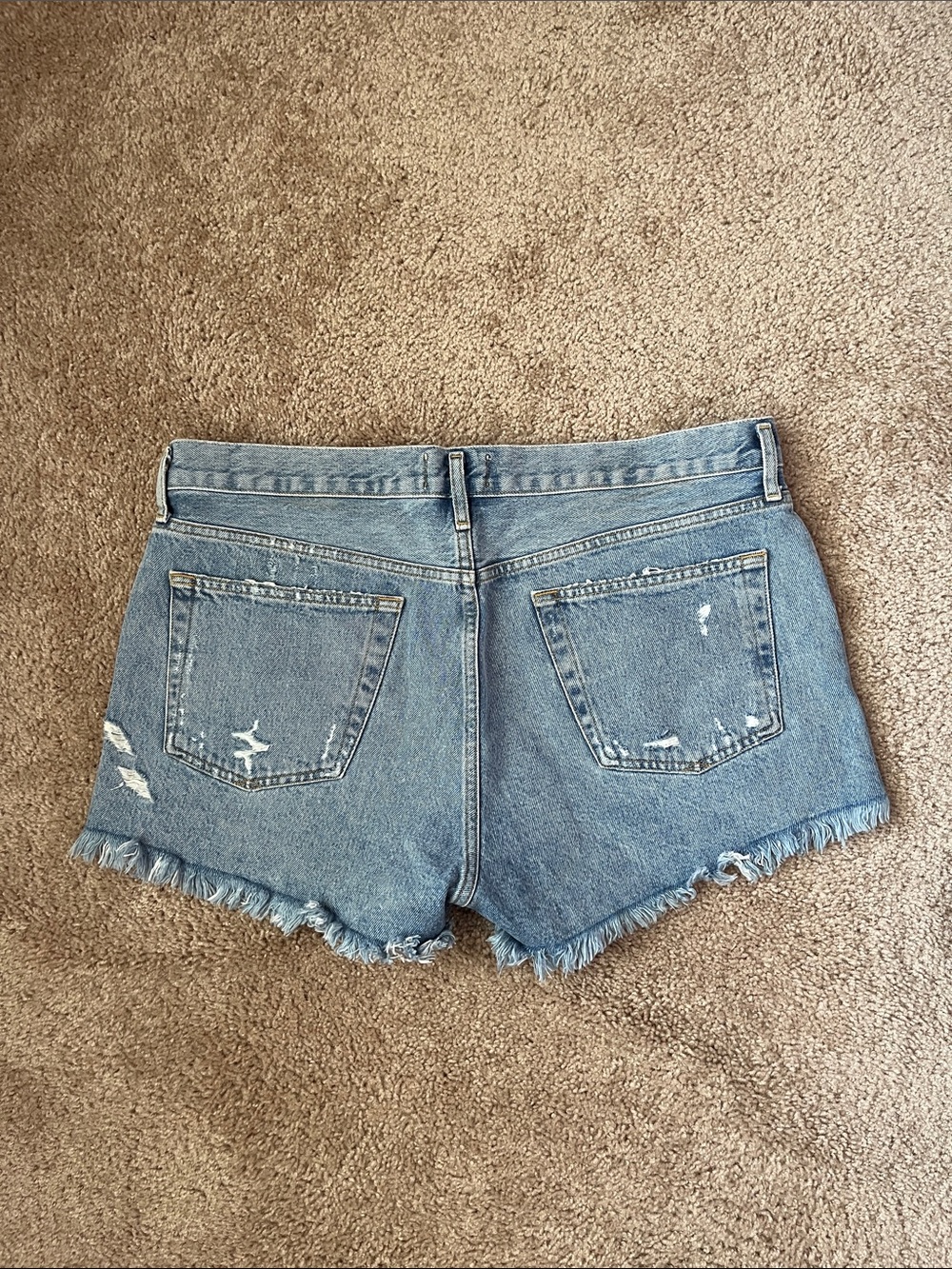 Agolde Distressed Button Fly Cut Off Shorts - Picture 4 of 6